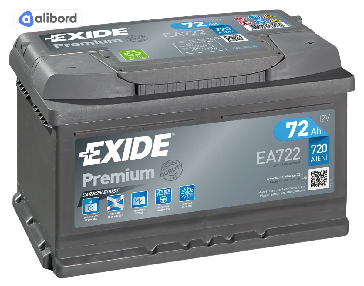 Акумулятор 72Ah-12v Exide PREMIUM (278х175х175), R, EN720 EA722
