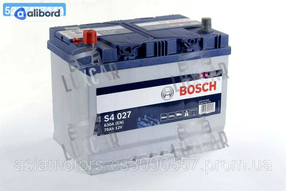 Акумулятор 70Ah-12v BOSCH (S4027) (261x175x220),L,EN630(Азія) 0092S40270