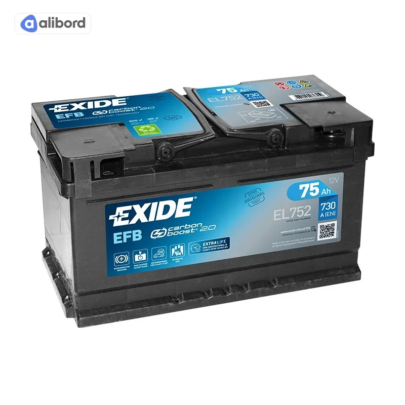Акумулятор 75Ah-12v Exide EFB (315х175х175),R,EN730 EL752