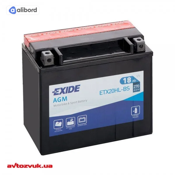 Акумулятор 18Ah-12v Exide AGM (150х87х161), L, EN230 ETX20CH-BS