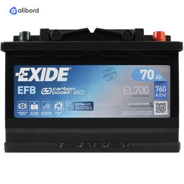 Акумулятор 70Ah-12v Exide EFB (278х175х190), R, EN760 EL700