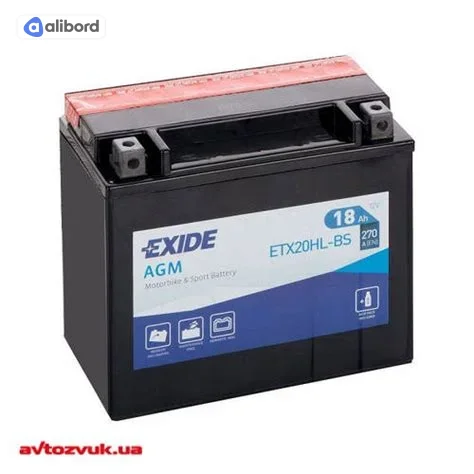 Акумулятор   18Ah-12v Exide AGM (180х75х165),R,EN250 !КАТ. -20% AGM12-18