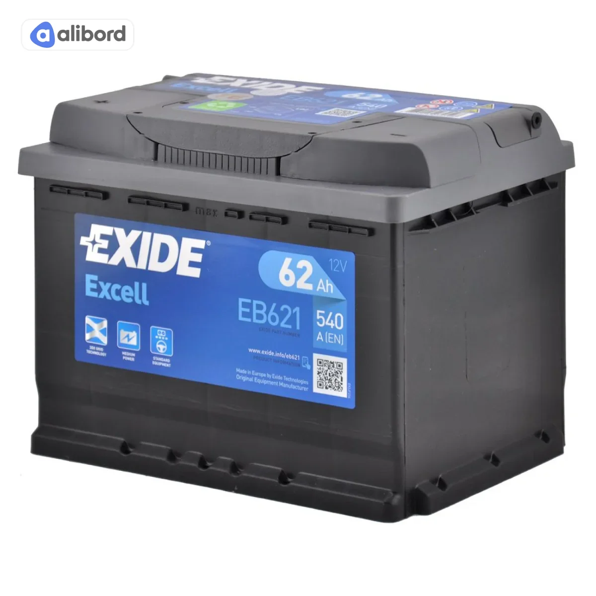 Акумулятор 62Ah-12v Exide EXCELL (242х175х190), R, EN540 EB620