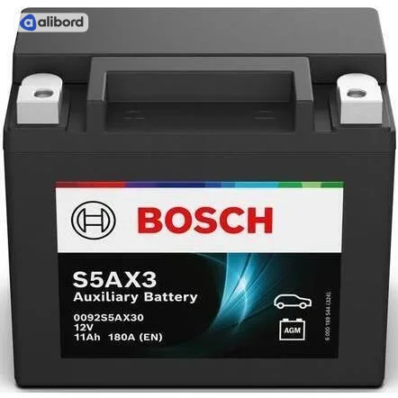 Акумулятор   11Ah-12v BOSCH AGM AUXILIARY (S5AX3) (150x87x130),L,EN180 !КАТ-20% 0092S5AX30