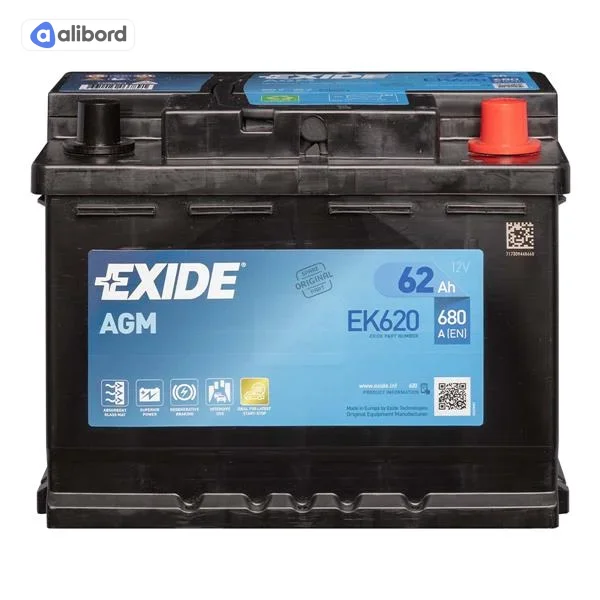 Акумулятор 62Ah-12v Exide AGM (242х175х190),R,EN680 EK620