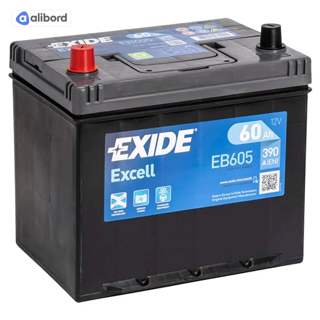 Акумулятор 60Ah-12v Exide EXCELL (230х172х220), R, EN480 Азія EB604