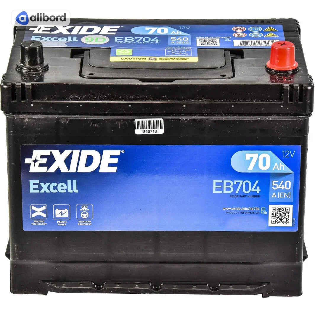 Акумулятор   70Ah-12v Exide EXCELL(266х172х223),L,EN540 !КАТ. -10% EB705