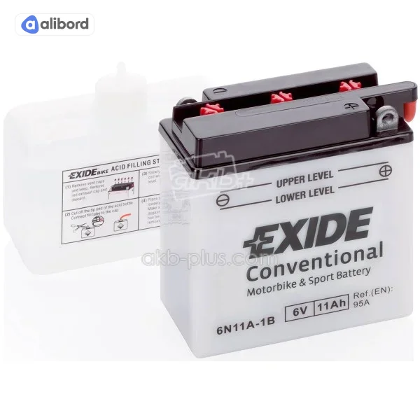 Акумулятор   11Ah-6v Exide (6N11A-1B) (121х59х131) R, EN95 !КАТ. -20% 6N11A-1B