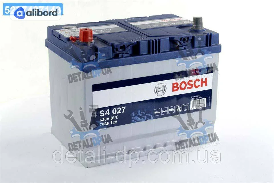 Акумулятор   70Ah-12v BOSCH (S4027) (261x175x220),L,EN630(Азия) !КАТ. -20% 0092S40270