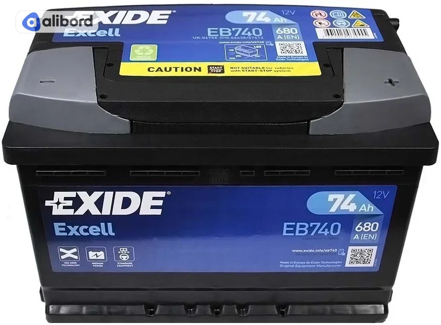 Акумулятор 74Ah-12v Exide EXCELL (278х175х190), R, EN680 EB740