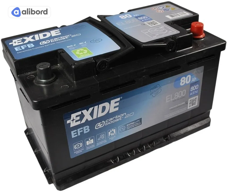Акумулятор 80Ah-12v Exide AGM (315х175х190), R, EN800 EK800