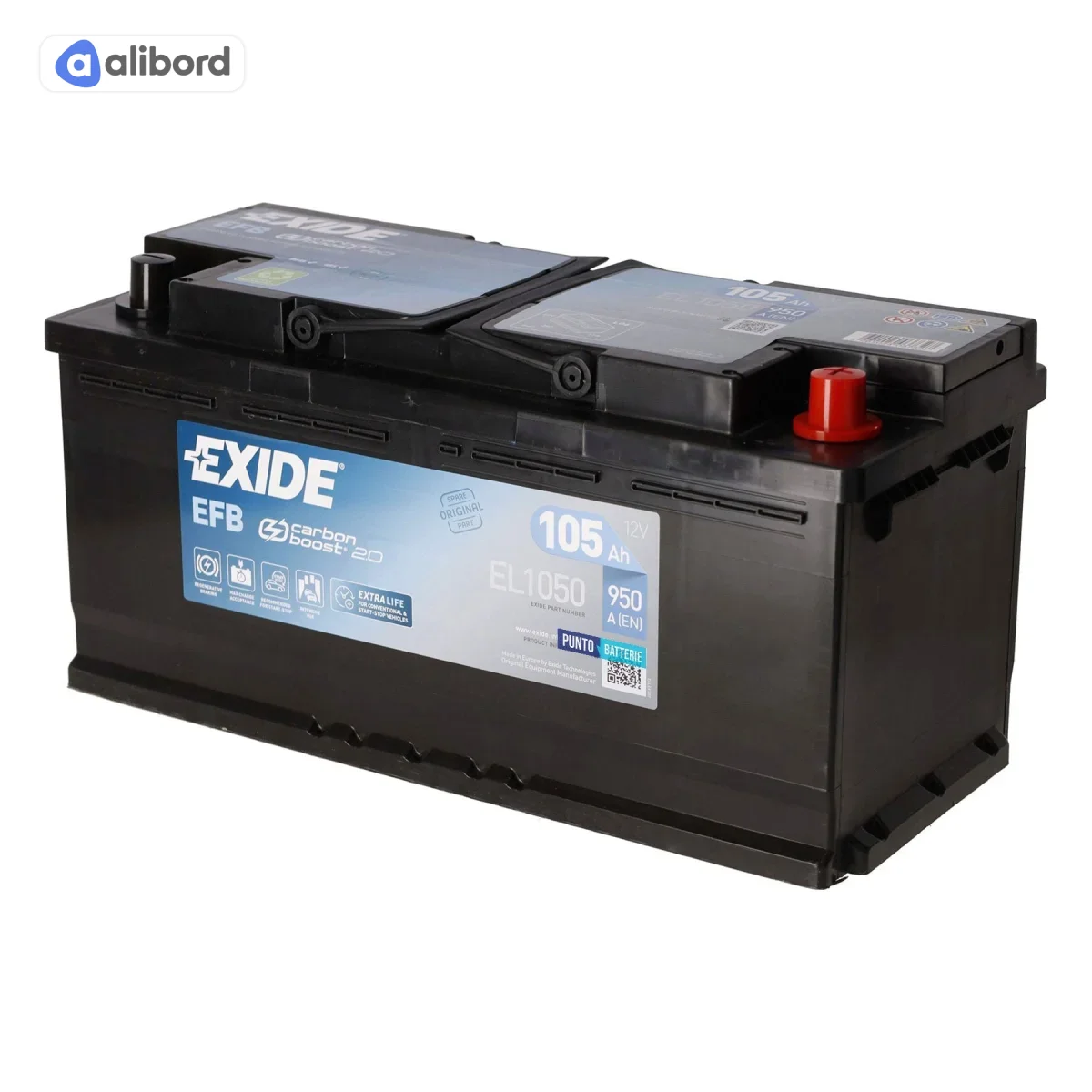 Акумулятор  105Ah-12v Exide EFB (392х175х190),R,EN950 !КАТ. -15% EL1050