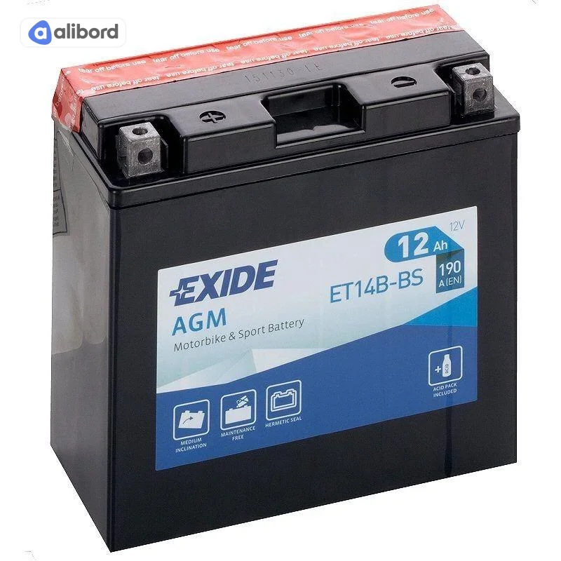 Акумулятор 12Ah-12v Exide AGM (ET14B-BS) (150х70х145) L, EN190 ET14B-BS
