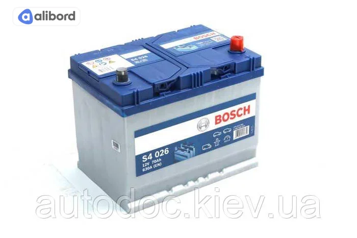Акумулятор 70Ah-12v BOSCH (S4026) (261x175x220),R,EN630(Азія) 0092S40260