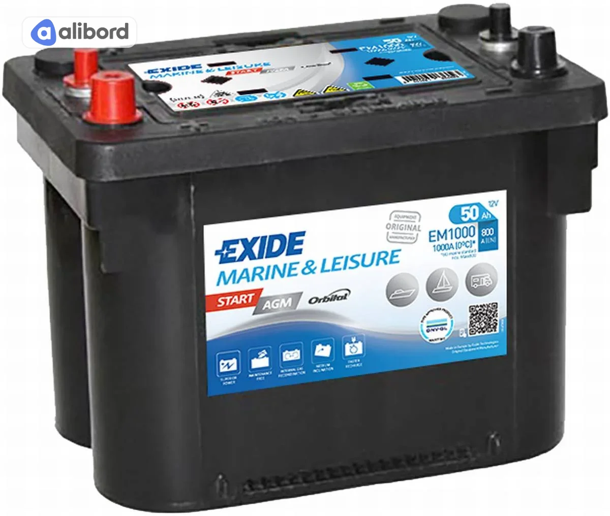 Акумулятор 50Ah-12v Exide AGM (207х175х190),R,EN570 EK500